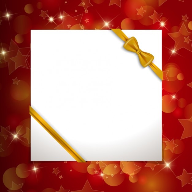 Free vector christmas card with golden ribbon