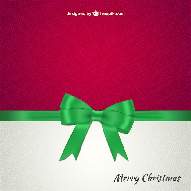 Free vector christmas card with green ribbon