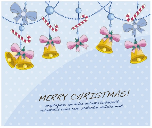 Christmas card with hanging bells