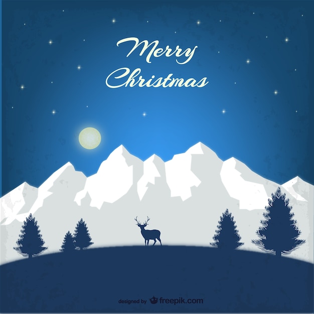 Free vector christmas card with mountains