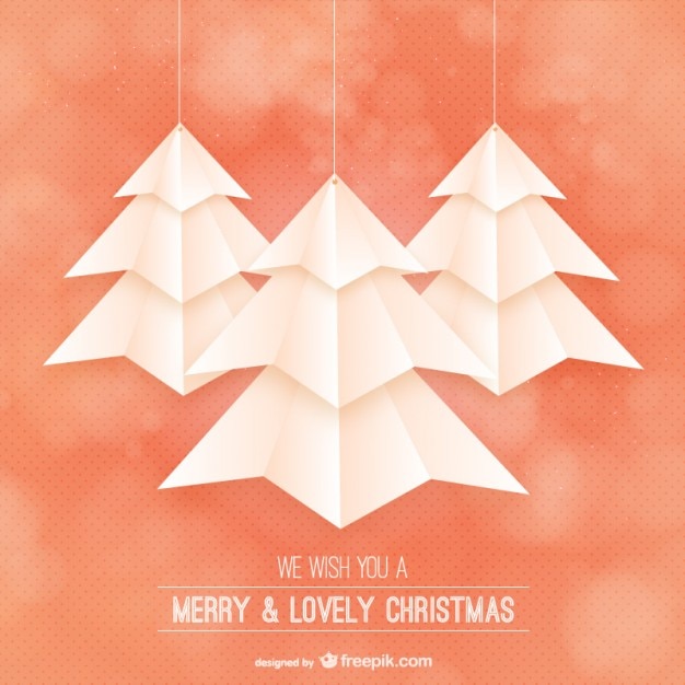 Christmas card with origami style trees