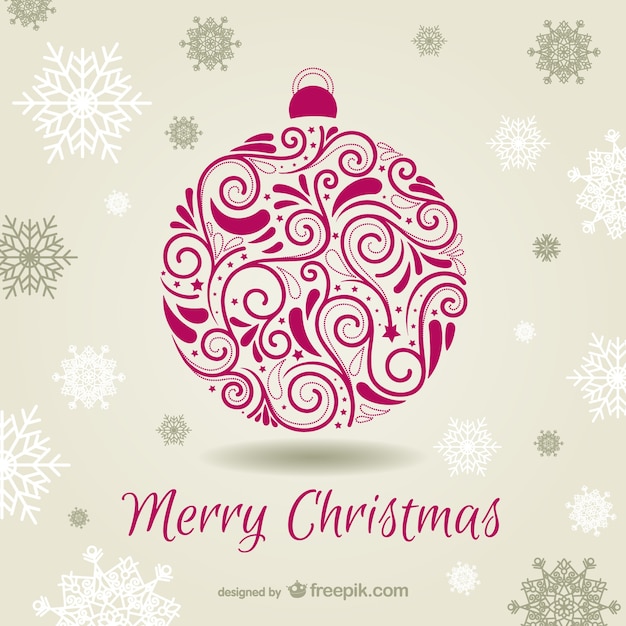 Free vector christmas card with ornamental bauble