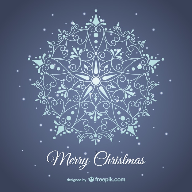 Free vector christmas card with ornamental snowflake