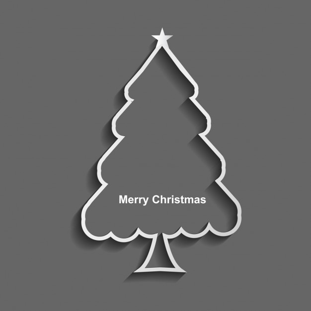 Free vector christmas card with outlined christmas tree