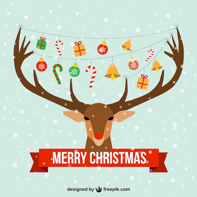 Free vector christmas card with reindeer head