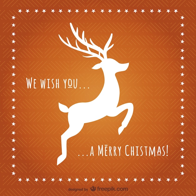 Christmas card with reindeer silhouette