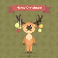 Free vector christmas card with reindeer