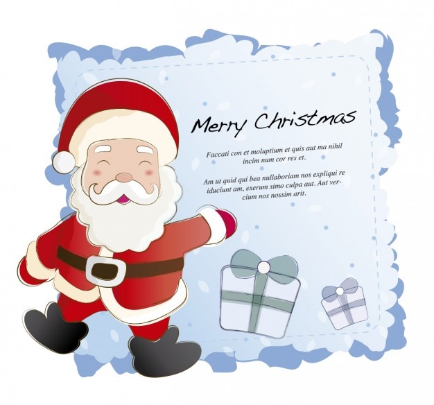 Free vector christmas card with santa claus