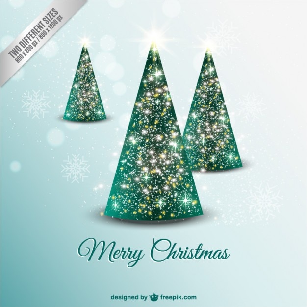 Free vector christmas card with sparkly trees