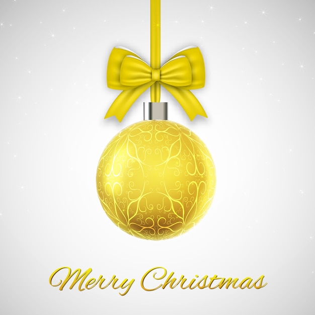 Christmas card with yellow christmas ball