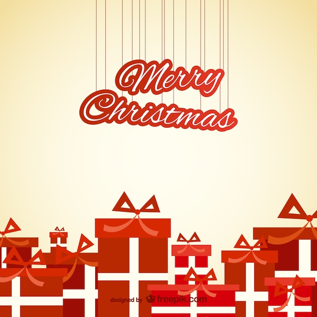 Free vector christmas card wtih red presents