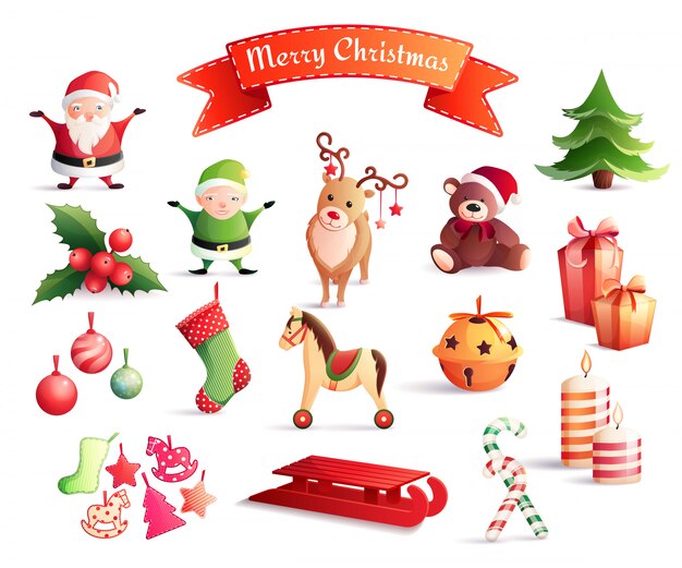 Free Vector christmas cartoon elements set