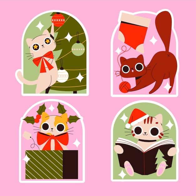 Christmas cats sticker set