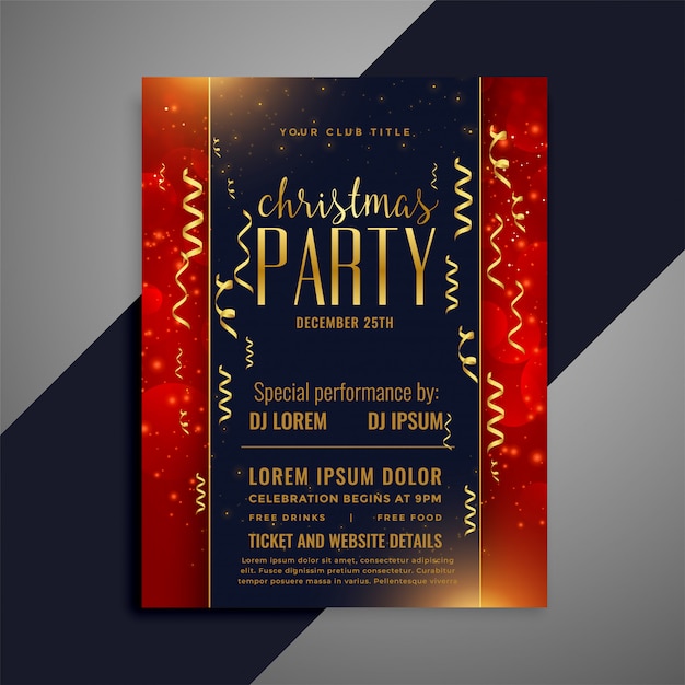 Free vector christmas celebration confetti flyer template design