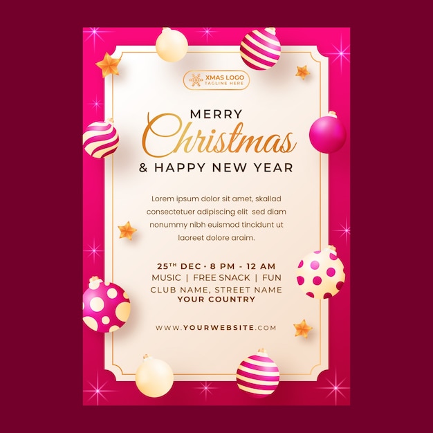 Free vector christmas celebration festive invitation template