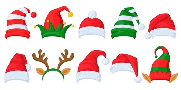 サンタクリスマス帽子イラスト プレミアムベクター