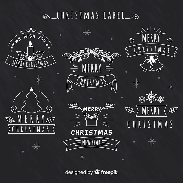 Free vector christmas chalkboard label collection