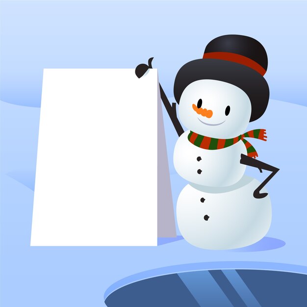 Christmas character holding blank banner