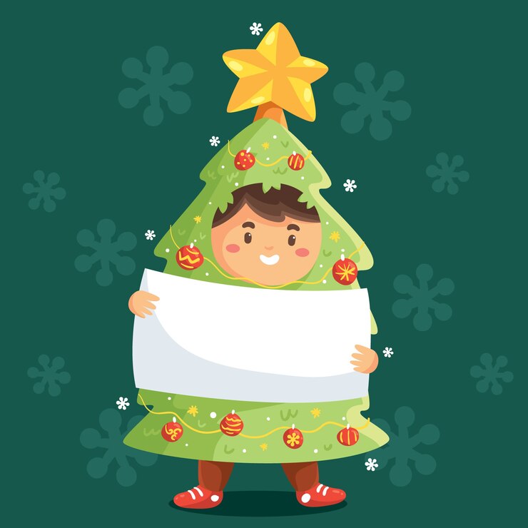 Free Vector christmas character holding blank banner