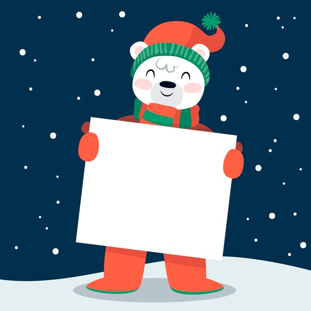 Free vector christmas character holding blank banner