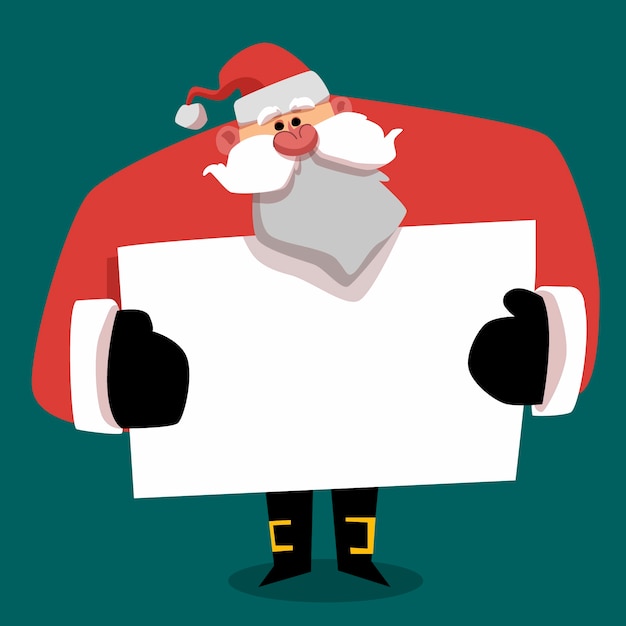 Christmas character holding blank banner