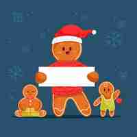 Free vector christmas character holding blank banner