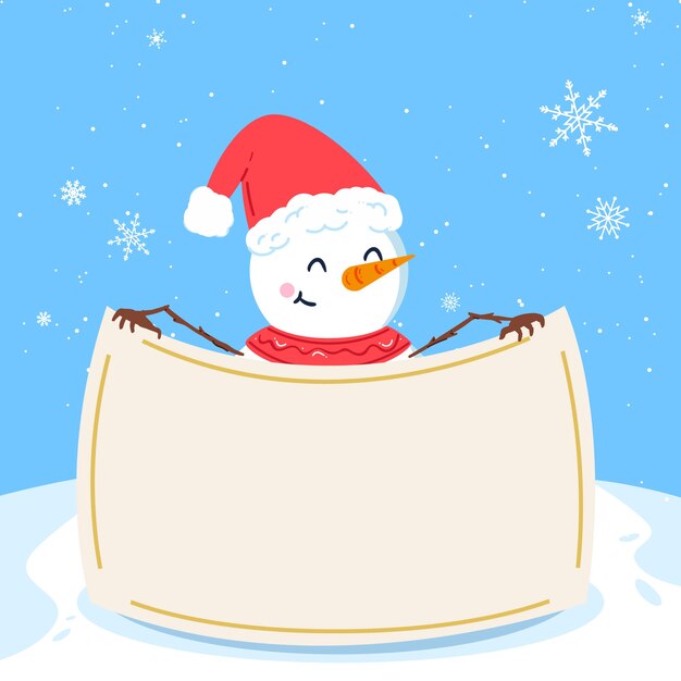 Free vector christmas character holding blank banner