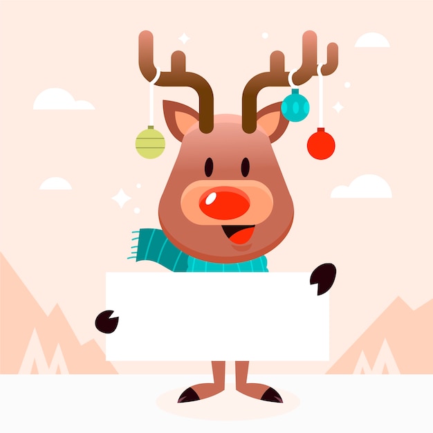 Free vector christmas character holding blank banner