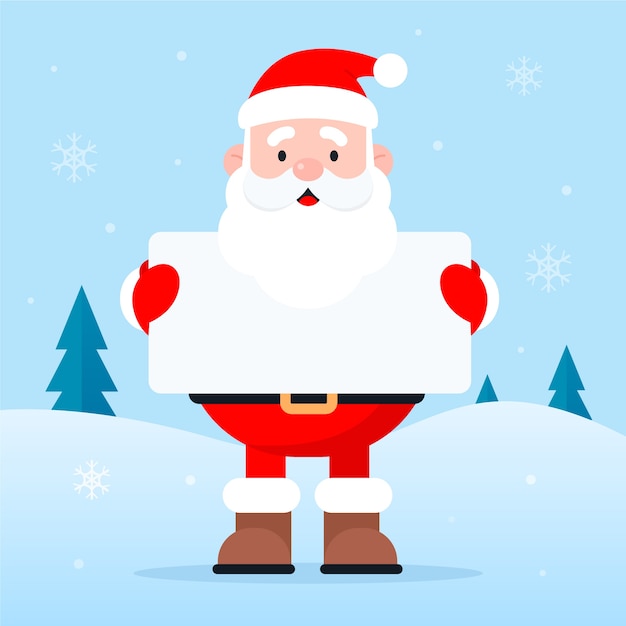 Christmas character holding blank banner