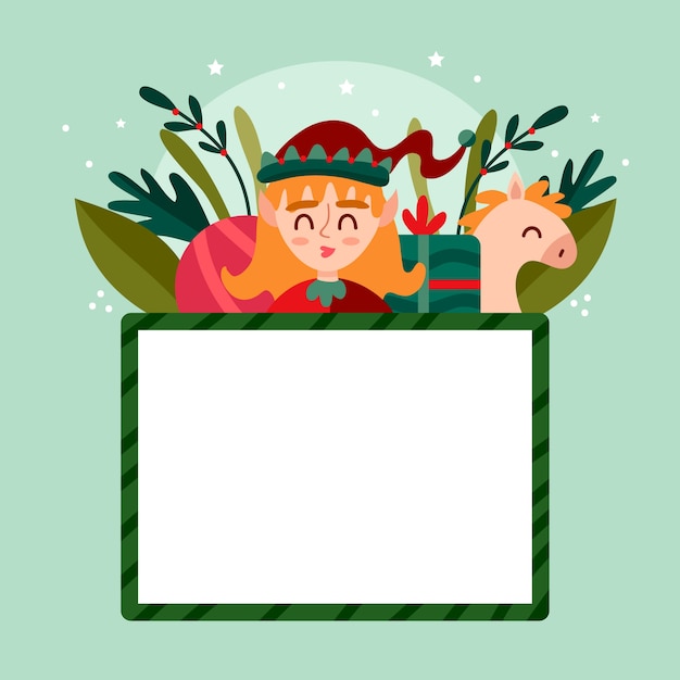 Free vector christmas character holding blank banner