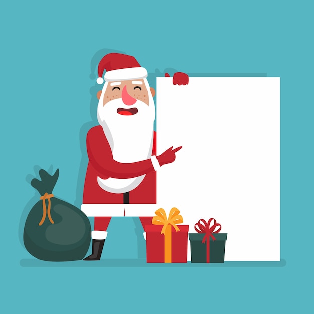 Christmas character holding blank banner