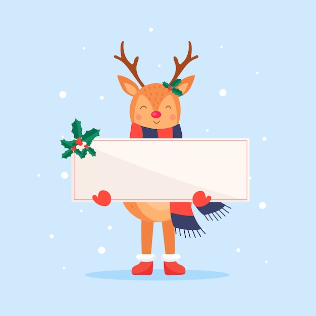 Free vector christmas character holding blank banner