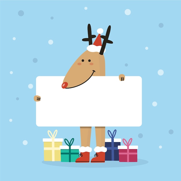 Free vector christmas character holding blank banner