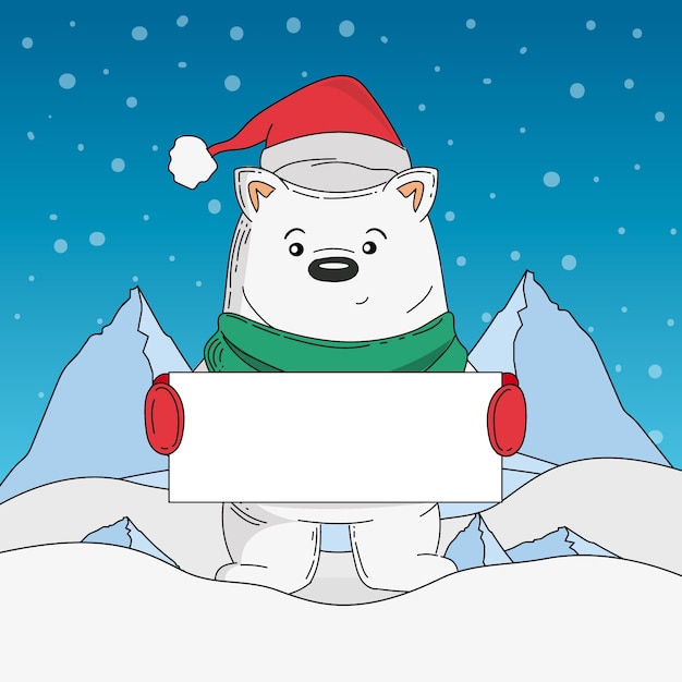 Christmas character holding blank banner