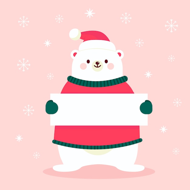 Christmas character holding blank banner