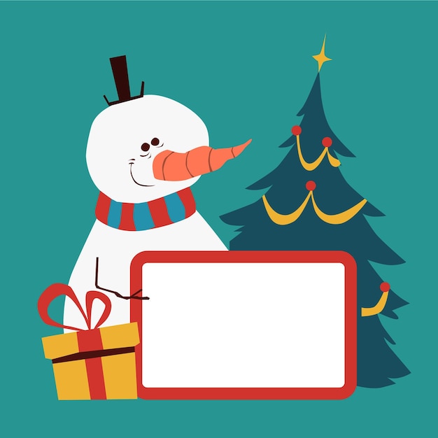 Free vector christmas character holding blank banner