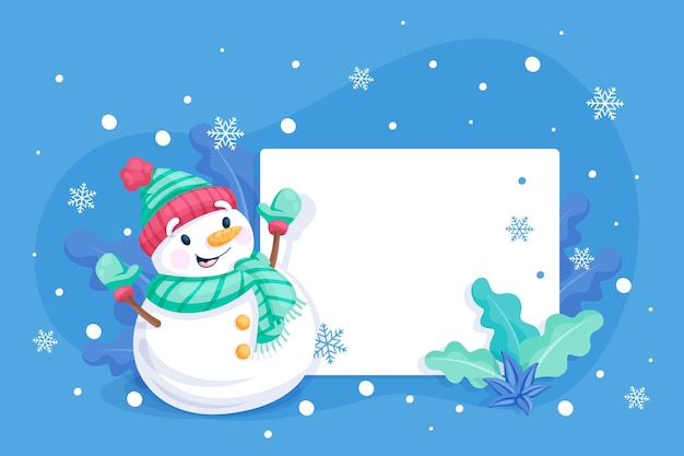 Christmas character holding blank banner