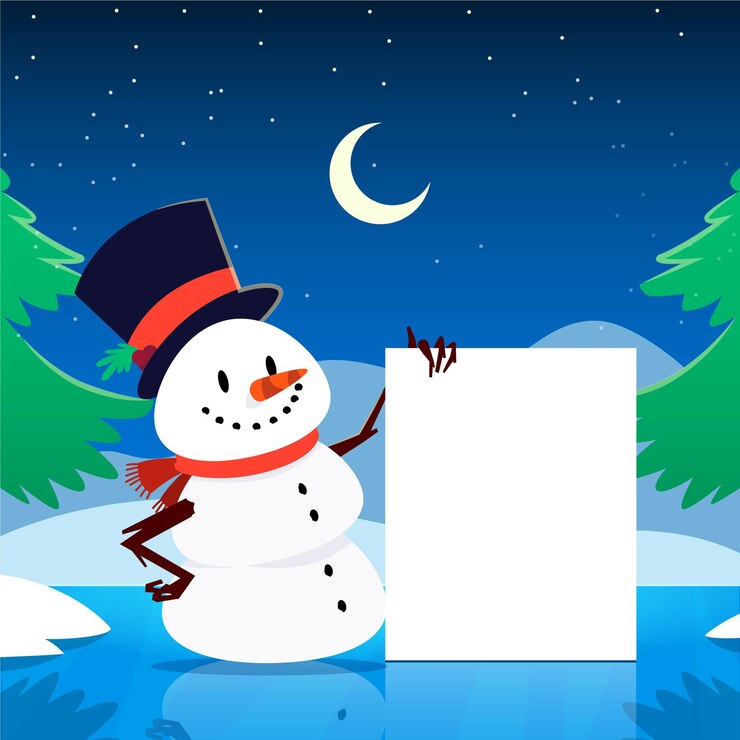 Free Vector christmas character holding blank banner