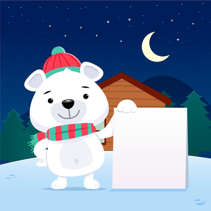 Free Vector christmas character holding blank banner
