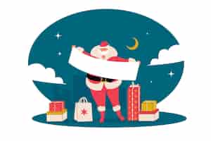 Бесплатное векторное изображение Рождественский персонаж держит пустой знамя