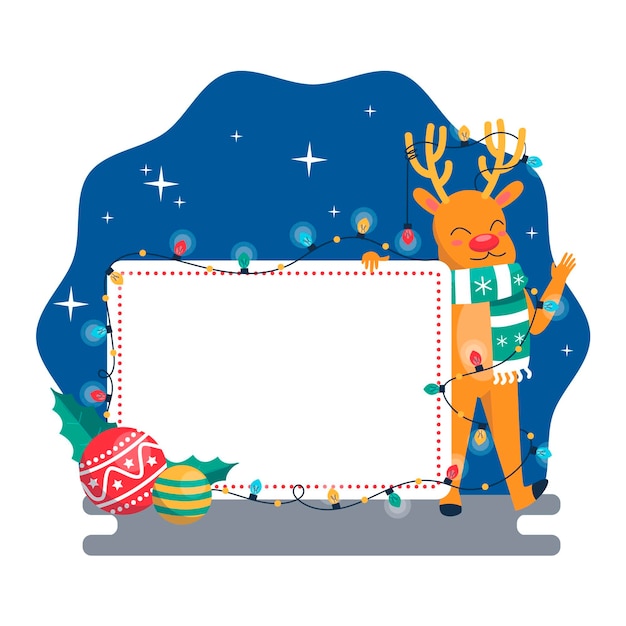 Christmas character holding blank banner