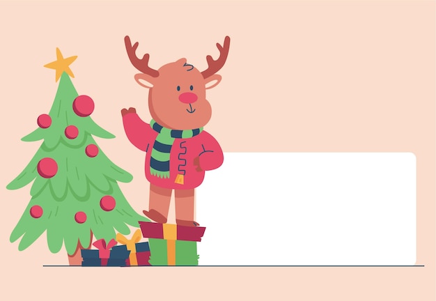 Christmas character holding blank banner