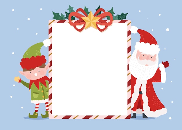 Christmas character holding blank banner