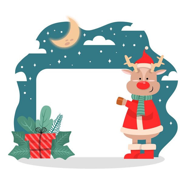 Christmas character holding blank banner