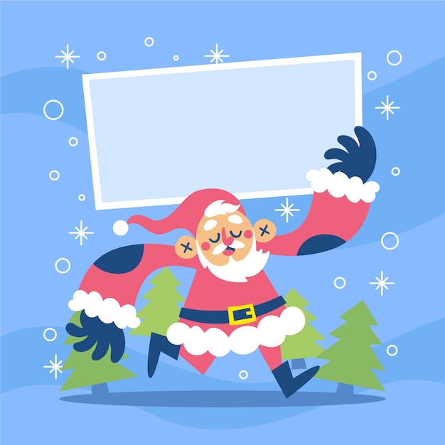無料ベクター 空白のバナーを保持しているクリスマスのキャラクター