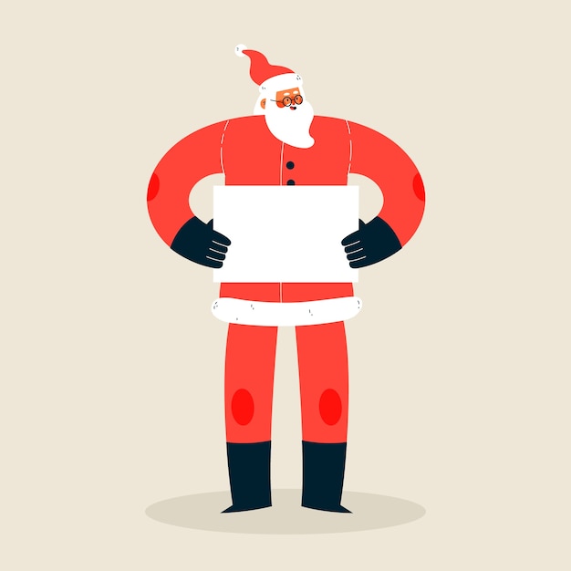 Christmas character holding blank banner