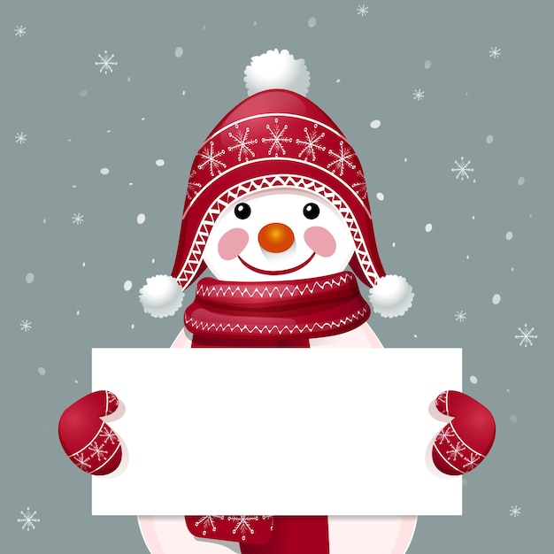 Free vector christmas character holding blank banner