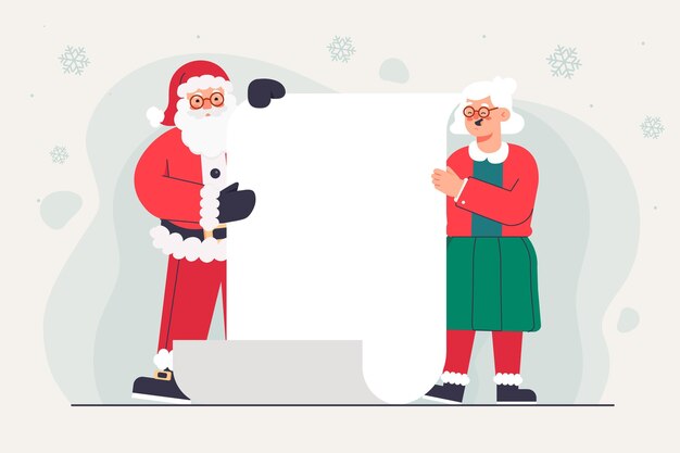 Christmas character holding blank banner