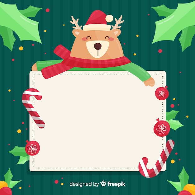 Christmas character holding white empty card