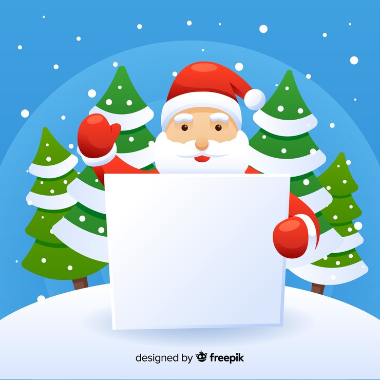 Free Vector christmas character holding white empty card